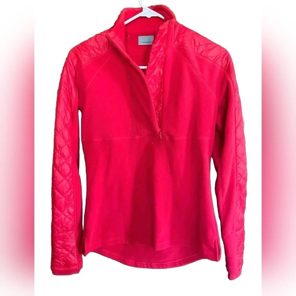 Athleta Vortex Halfzip Fleece Quilted Pullover Sweater Neon Pink Athleisure - Picture 1 of 12